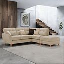 Inca Left Hand Corner Chaise Sofa in Christy Collection Beige Fabric