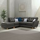 Inca Right Hand Corner Chaise Sofa in Christy Collection Charcoal Fabric
