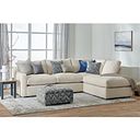 Isabella Left Hand Corner Chaise Sofa in Polly Natural Fabric with Navy Scatter Cushions