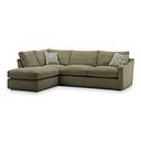 Isabella Right Hand Corner Chaise Sofa in Polly Olive Fabric with Olive Scatter Cushions