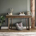 Islington Marble and Dark Acacia Console Table