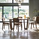 Islington Marble and Dark Acacia Dining Table + 4 Isla Fossil Velvet Dining Chairs