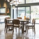 Islington Marble and Dark Acacia Dining Table + 6 Isla Fossil Velvet Dining Chairs