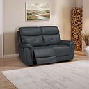 Iver 2 Seater Electric Recliner Sofa in Amara Dark Grey Leather