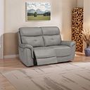 Iver 2 Seater Electric Recliner Sofa in Amara Light Grey Leather