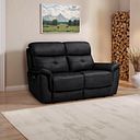 Iver 2 Seater Electric Recliner Sofa in Odyssey Black Leather