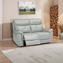Iver 2 Seater Electric Recliner Sofa in Odyssey Light Grey Leather