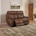 Iver 2 Seater Electric Recliner Sofa in Ranch Dark Brown Fabric
