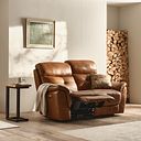 Iver 2 Seater Electric Recliner Sofa with Power Headrest in Virgo Cognac Leather