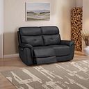 Iver 2 Seater Electric Recliner Sofa with Power Headrests in Amara Black Leather