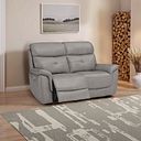 Iver 2 Seater Electric Recliner Sofa with Power Headrests in Amara Light Grey Leather