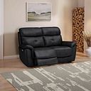 Iver 2 Seater Electric Recliner Sofa with Power Headrests in Odyssey Black Leather