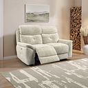 Iver 2 Seater Electric Recliner Sofa with Power Headrests in Plush Beige Fabric