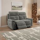 Iver 2 Seater Electric Recliner Sofa with Power Headrests in Plush Charcoal Fabric