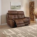 Iver 2 Seater Electric Recliner Sofa with Power Headrests in Ranch Dark Brown Fabric