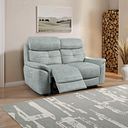Iver 2 Seater Electric Recliner Sofa with Power Headrests in Santos Steel Fabric