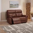 Iver 2 Seater Electric Recliner Sofa with Power Headrests in Virgo Chestnut Leather