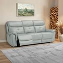 Iver 3 Seater Electric Recliner Sofa in Amara Light Grey Leather