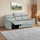 Iver 3 Seater Electric Recliner Sofa in Odyssey Light Grey Leather