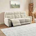 Iver 3 Seater Electric Recliner Sofa in Plush Beige Fabric