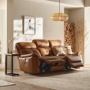 Iver 3 Seater Electric Recliner Sofa with Power Headrest in Virgo Cognac Leather