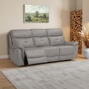 Iver 3 Seater Electric Recliner Sofa with Power Headrests in Amara Light Grey Leather