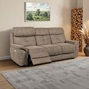 Iver 3 Seater Electric Recliner Sofa with Power Headrests in Miller Earth Brown Fabric