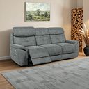 Iver 3 Seater Electric Recliner Sofa with Power Headrests in Miller Grey Fabric