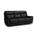 Iver 3 Seater Electric Recliner Sofa with Power Headrests in Odyssey Black Leather