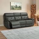 Iver 3 Seater Electric Recliner Sofa with Power Headrests in Virgo Lead Leather