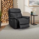 Iver Electric Recliner Armchair with Power Headrest in Amara Black Leather
