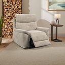 Iver Electric Recliner Armchair with Power Headrest in Jetta Beige Fabric