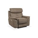 Iver Electric Recliner Armchair with Power Headrest in Miller Earth Brown Fabric