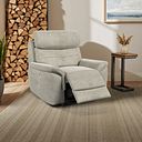 Iver Electric Recliner Armchair with Power Headrest in Miller Taupe Fabric