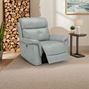 Iver Electric Recliner Armchair with Power Headrest in Odyssey Light Grey Leather