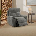 Iver Electric Recliner Armchair with Power Headrest in Plush Charcoal Fabric