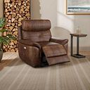 Iver Electric Recliner Armchair with Power Headrest in Ranch Dark Brown Fabric