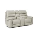 Jarrod 2 Seater Power Recliner with Console in Bone China Leather