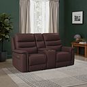 Jarrod 2 Seater Power Recliner with Console in Chestnut Leather
