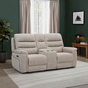 Jarrod 2 Seater Power Recliner with Console in Darwin Mink Fabric