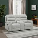 Jarrod 2 Seater Power Recliner with Console in Darwin Silver Fabric
