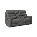 Jarrod 2 Seater Power Recliner with Console in Elephant Grey Leather