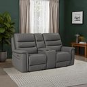 Jarrod 2 Seater Power Recliner with Console in Elephant Grey Leather