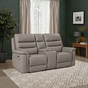 Jarrod 2 Seater Power Recliner with Console in Oyster Leather
