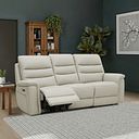 Jarrod 3 Seater Electric Recliner in Bone China Leather