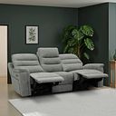 Jarrod 3 Seater Power Recliner with Adjustable Power Headrest and Lumbar Support in Darwin Mushroom Fabric