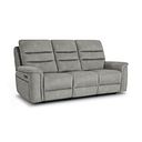 Jarrod 3 Seater Power Recliner with Adjustable Power Headrest and Lumbar Support in Dexter Stone Fabric