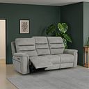 Jarrod 3 Seater Power Recliner with Adjustable Power Headrest and Lumbar Support in Dexter Stone Fabric
