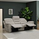 Jarrod 3 Seater Power Recliner with Adjustable Power Headrest and Lumbar Support in Hopsack Linen Fabric