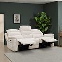Jarrod 3 Seater Power Recliner with Adjustable Power Headrest and Lumbar Support in Hopsack Natural Fabric